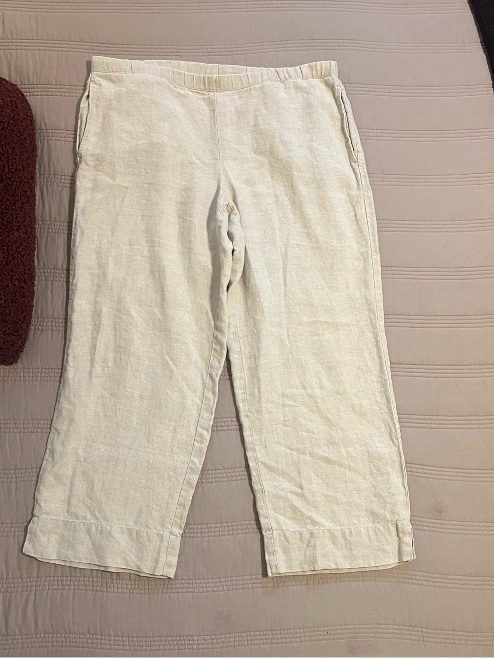J. Jill Cream Linen Relaxed Crop Pants Coastal Relaxed Summer Travel